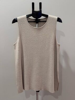 Eileen Fisher Sleeveless Knit Shell Light Beige - Size L